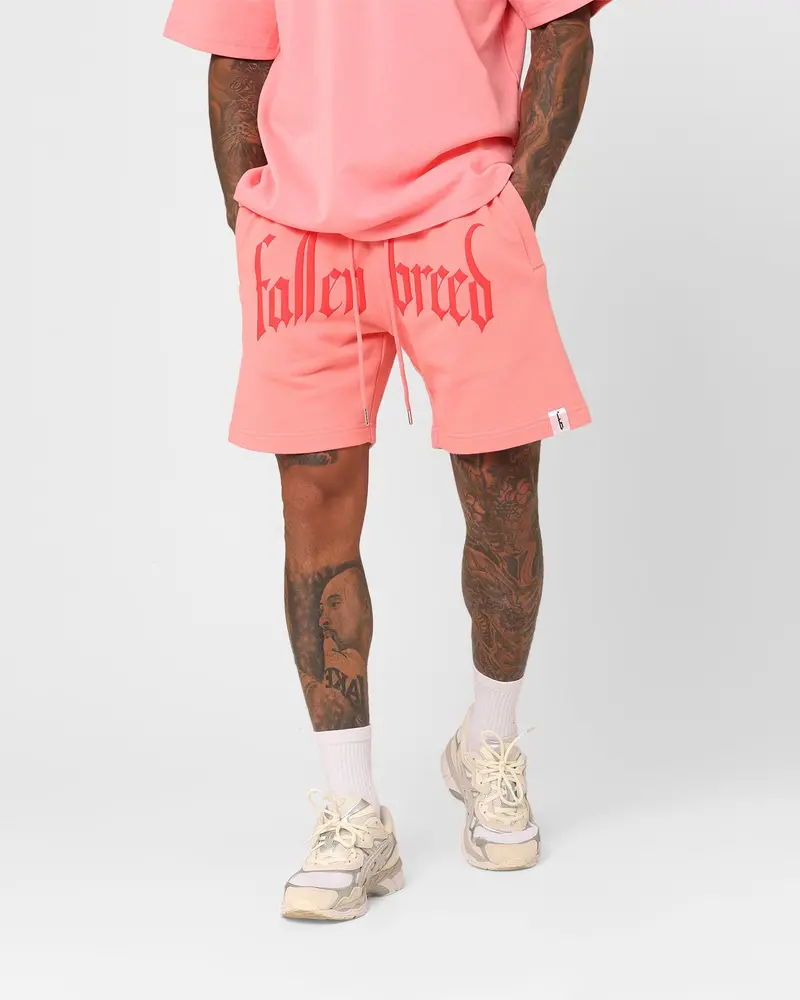 Fallen Breed Puff Logo Zip Sweat Shorts Pink/Red 1