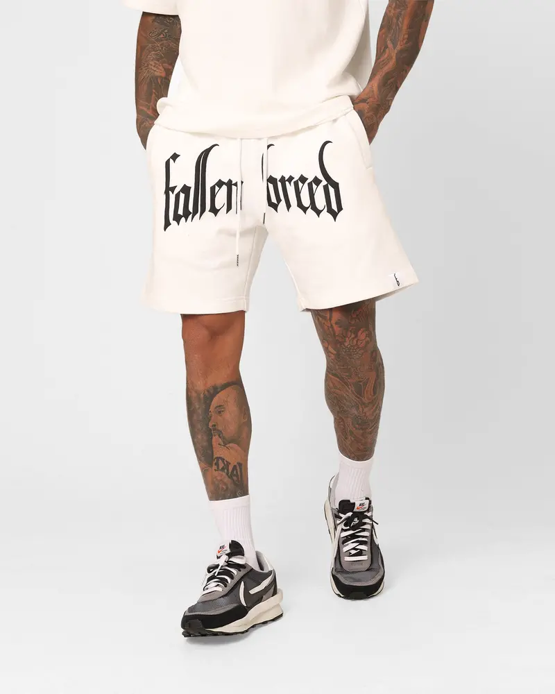 Fallen Breed Puff Logo Zip Sweat Shorts White/Black 1