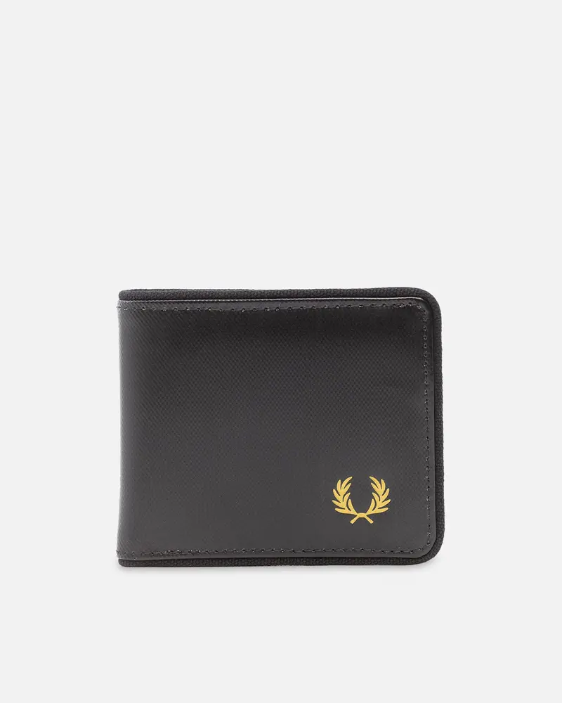 Fred Perry Coated Polyester Billfold Wallet Black/Gold 1
