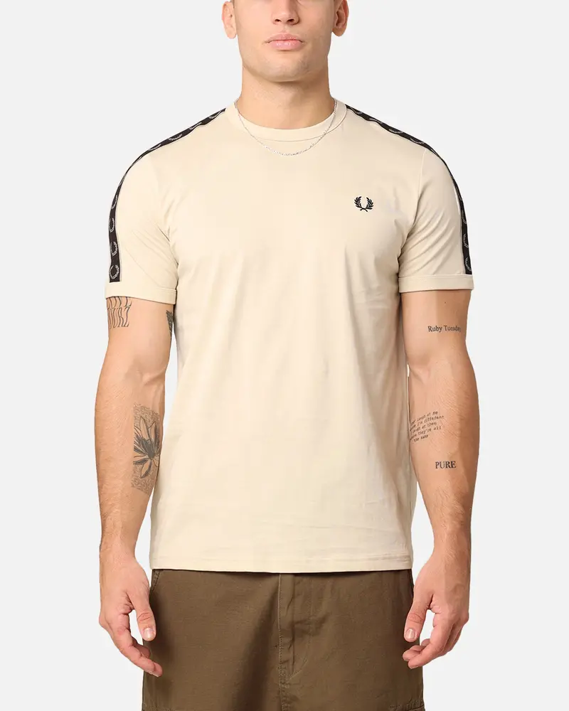 Fred Perry Contrast Tape Ringer T-Shirt Oatmeal/Warm Grey 1