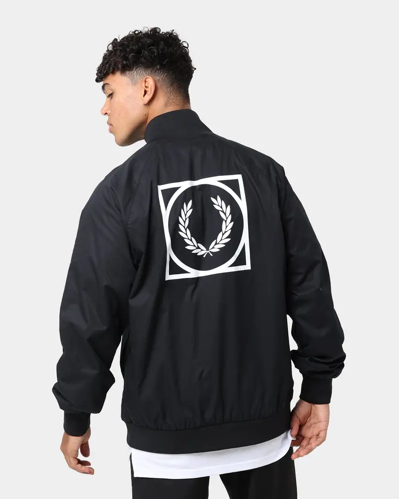 Fred Perry Graphic Print Zip Through Jacket Black 1