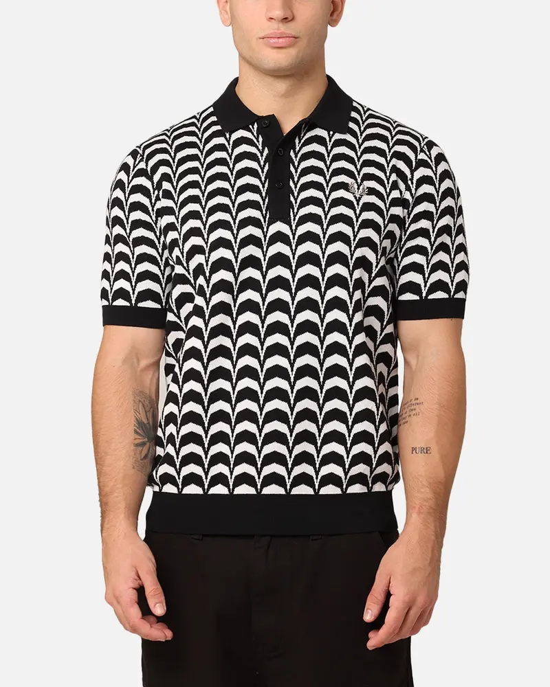 Fred Perry Jacquard Knitted Shirt Black 1