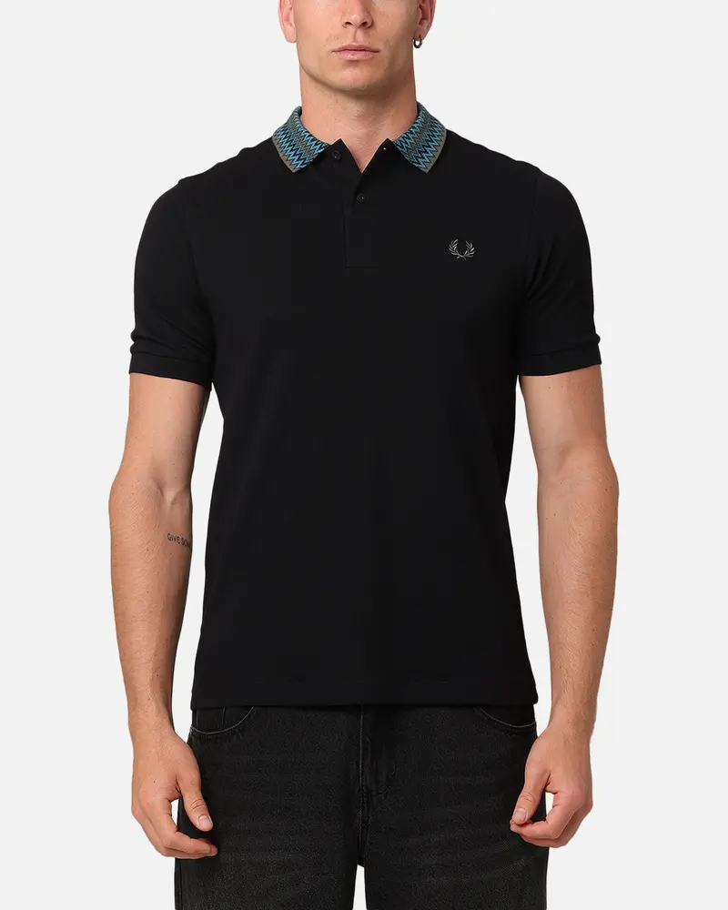 Fred Perry Jacquard Polo Shirt Black 1