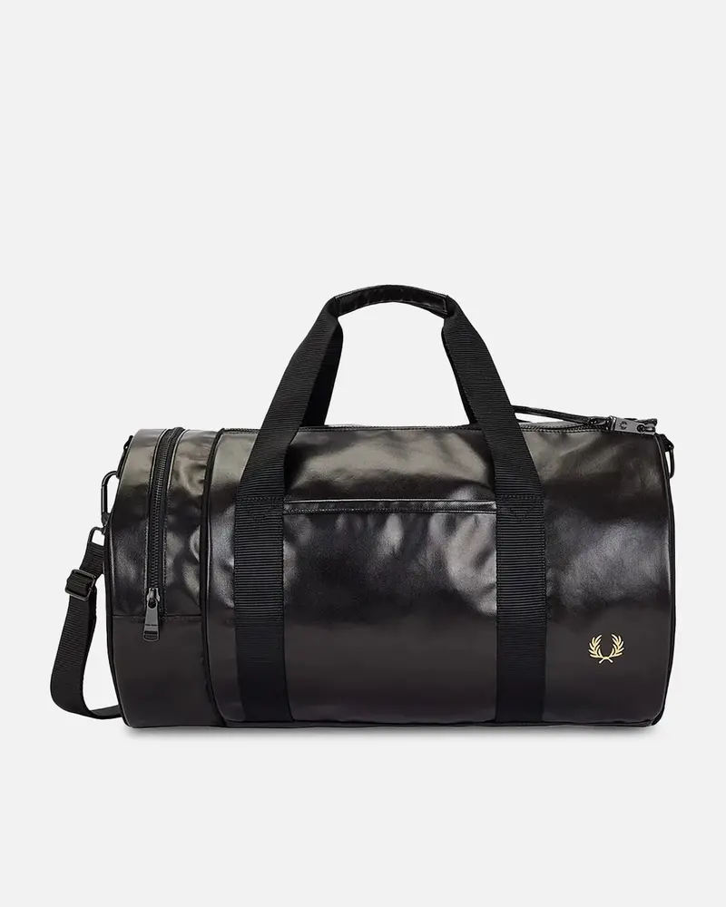 Fred Perry Tonal Classic Barrel Bag Black/Gold 2