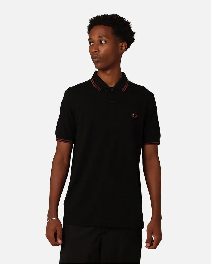 Fred Perry Twin Tipped Polo Shirt Black/Whisky Brown 1