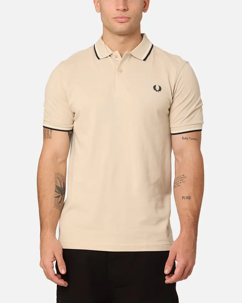 Fred Perry Twin Tipped Polo Shirt Oatmeal/Ecru/Black 1