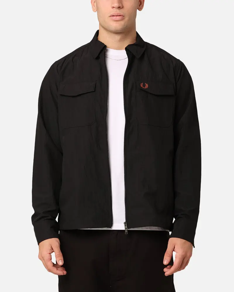 Fred Perry Zip Overshirt Jacket Black 1