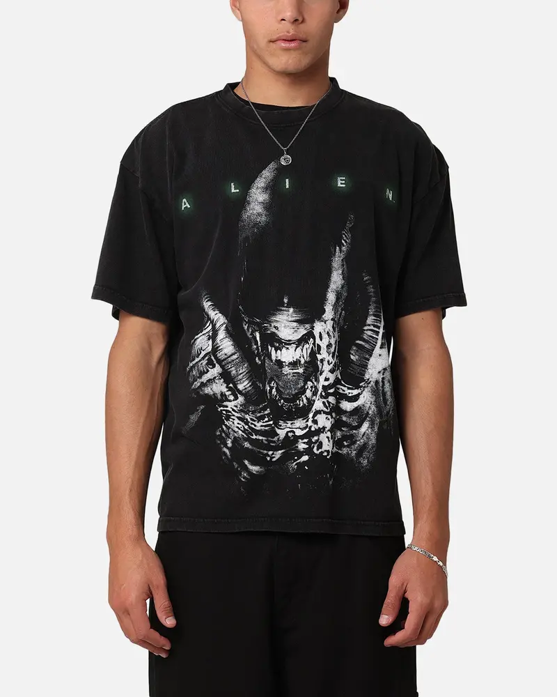 Goat Crew Alien Horror Vintage T-Shirt Black Acidwash 1