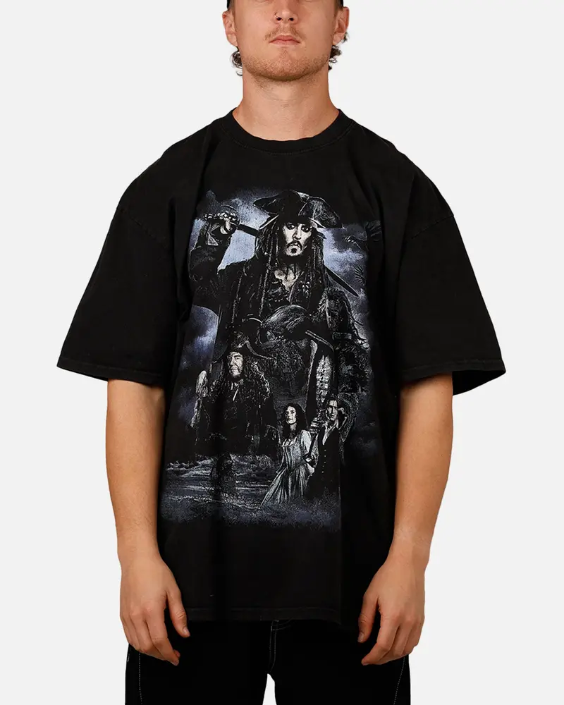 Goat Crew Disney Pirates Of The Caribbean Pirates Group Vintage T-Shirt Black Acidwash 1