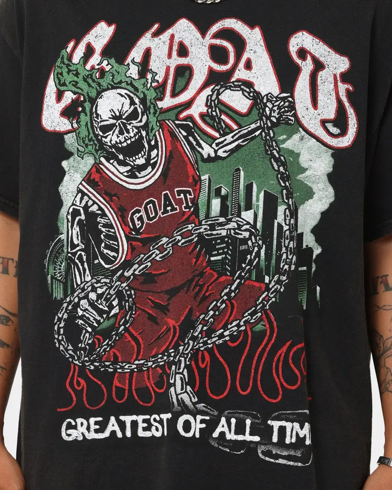 Goat Crew Goat Skull Vintage T-Shirt Black Wash 3