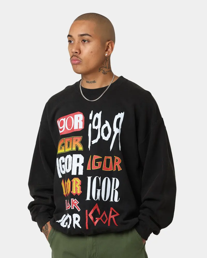 Goat Crew Igor Metal Logo Vintage Crewneck Black Wash 1
