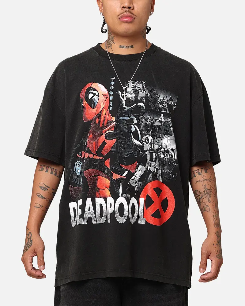 Goat Crew Marvel Deadpool Comic Heavy T-Shirt Vintage Black 1