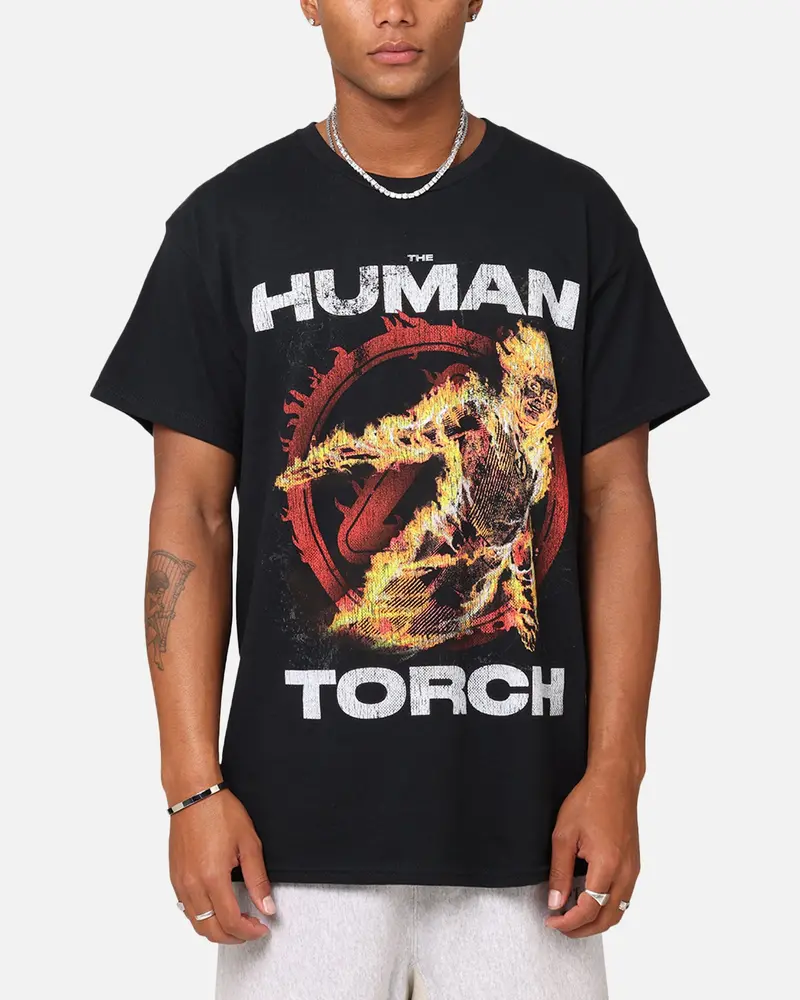 Goat Crew Marvel Fantastic Four Human Torch Fire T-Shirt Black 1