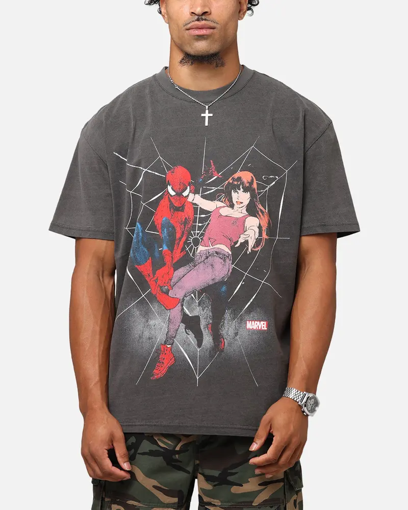 Goat Crew Marvel’S Spider-Man Peter Parker & Mj Heavy T-Shirt Black Wash 1