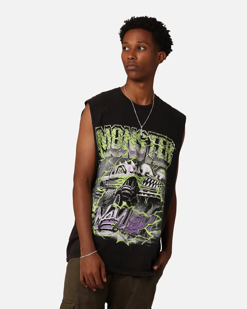 Goat Crew Monster Mayhem Muscle T-Shirt Black Wash 1