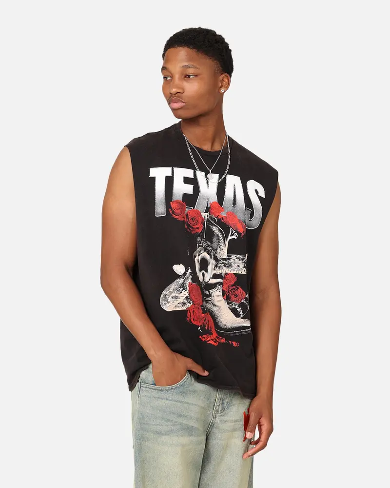 Goat Crew Texas Vintage Muscle T-Shirt Black Wash 1