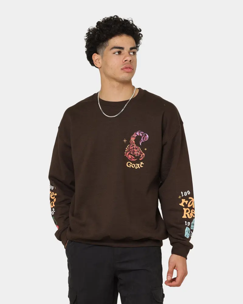 Goat Crew Too Weird To Live Vintage Crewneck Brown 1