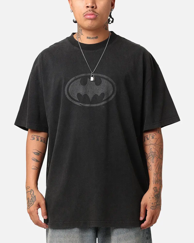 Goat Crew X Dc Batman Batman Logos Heavy T-Shirt Vintage Black 1
