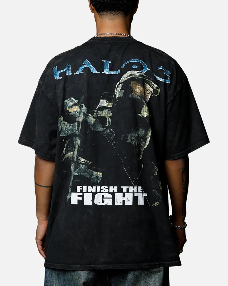 Goat Crew X Halo Halo 3 Chief Big Head Vintage T-Shirt Black Acidwash 1