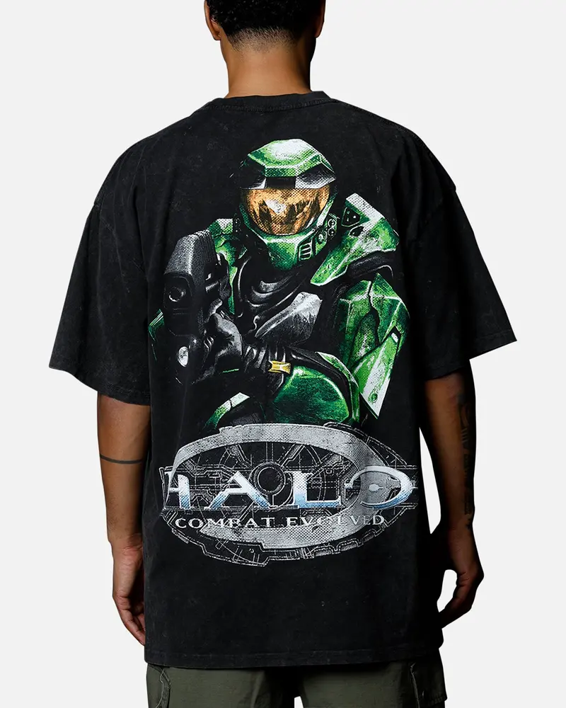 Goat Crew X Halo Halo Combat Evolved Vintage T-Shirt Black Acidwash 1