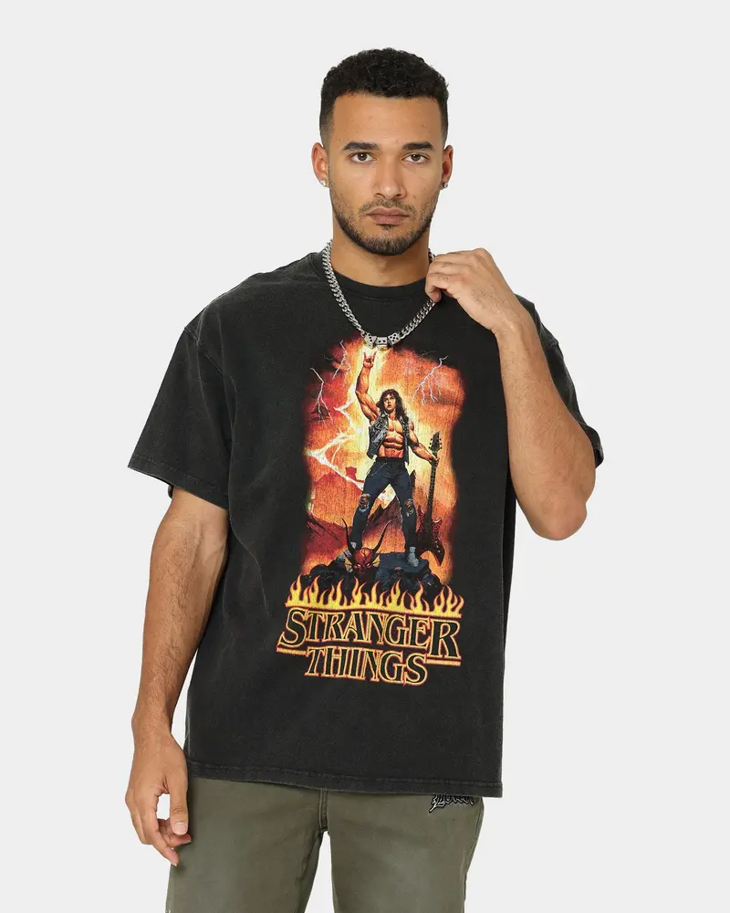Goat Crew X Stranger Things Metal Vintage T-Shirt Vintage Black 1