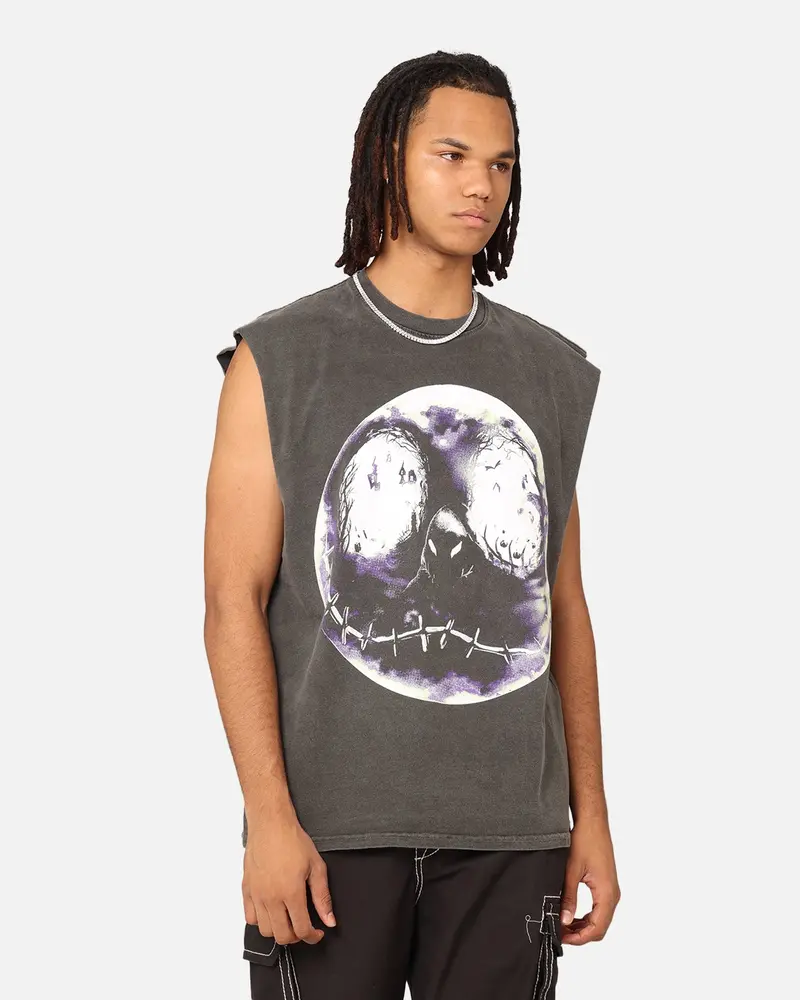 Goat Crew X The Nightmare Before Christmas Jack Skellington Heavyweight Vintage Muscle T-Shirt Black Wash 1