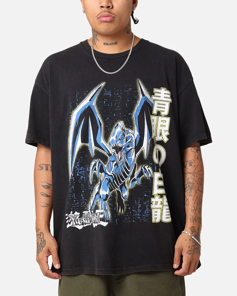 Goat Crew X Yu-Gi-Oh! Blue Eyes White Dragon T-Shirt Black Wash 1