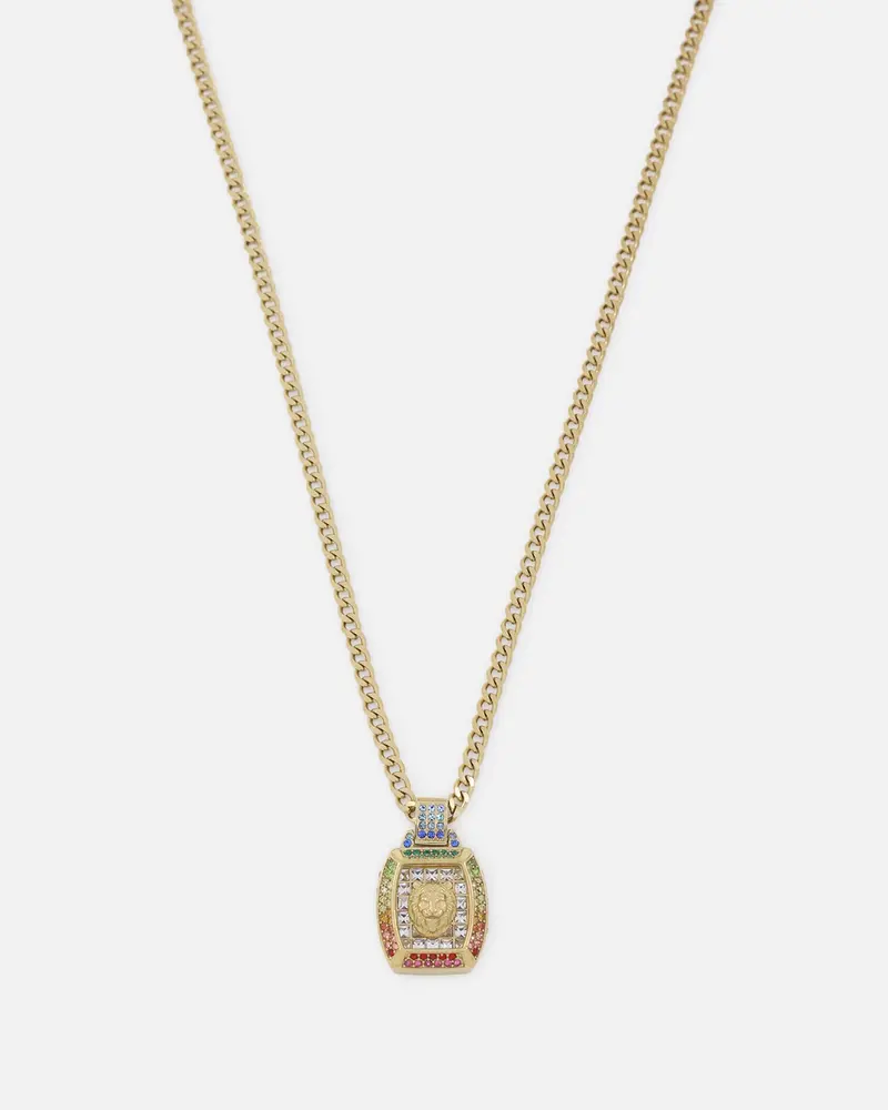 Guess Mainline 21" Lion Pave Charm Necklace Gold 1