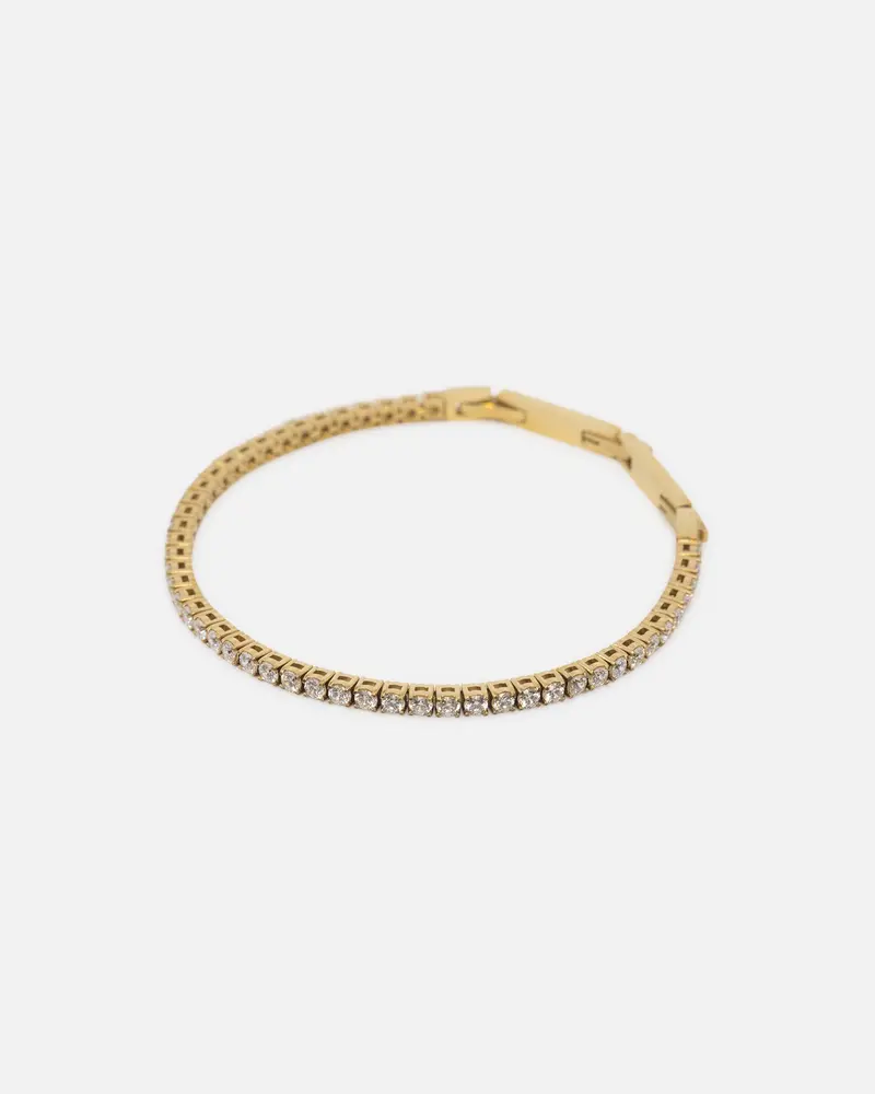 Guess Mainline Gold Tennis Logo Bracelet Multi 1