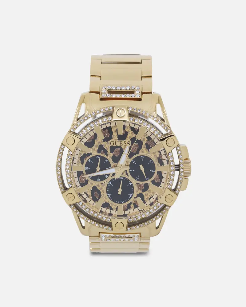 Guess Mainline King Crystal Leopard Bracelet '40Th Anniversary' Watch Gold 1