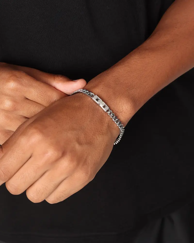 Guess Mainline Link City 6Mm Diamond Cut Bracelet Silver 1