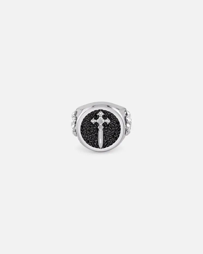 Guess Mainline Rebel Knight 18Mm Dagger Crystal Ring Silver 1