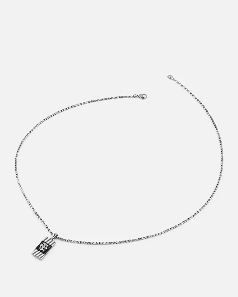 Guess Mainline Rebel Moon 26" Tag Necklace Steel 1