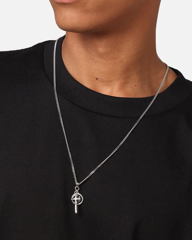 Guess Mainline South Alameda G Coin & Dagger Necklace Silver 1