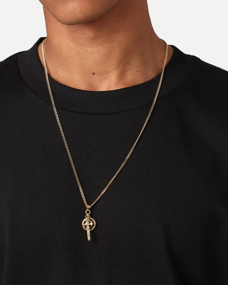 Guess Mainline South Alameda G Coin & Dagger Necklace Yellow Gold 1