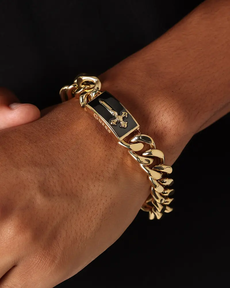 Guess Mainline South Alameda Shield Tag Bracelet Yellow Gold 1