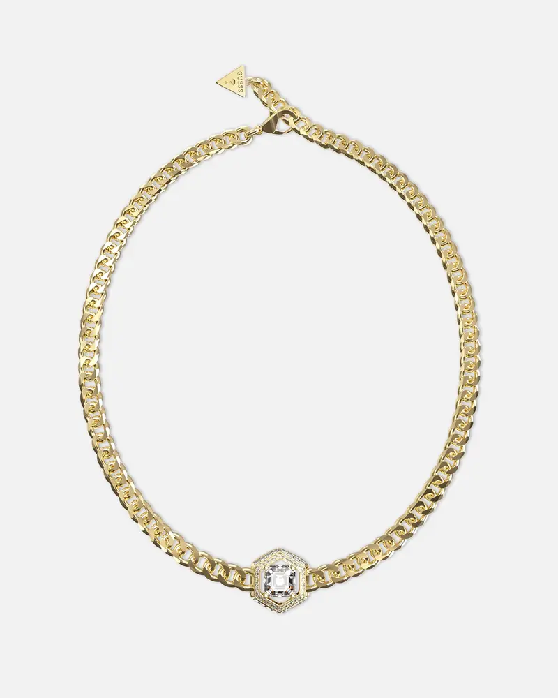 Guess Mainline Women's Lioness Queen Octagon Necklace Gold 1