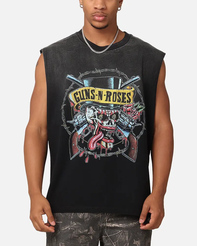 Guns N Roses Roses Sunfade Muscle Tank Black Wash 1