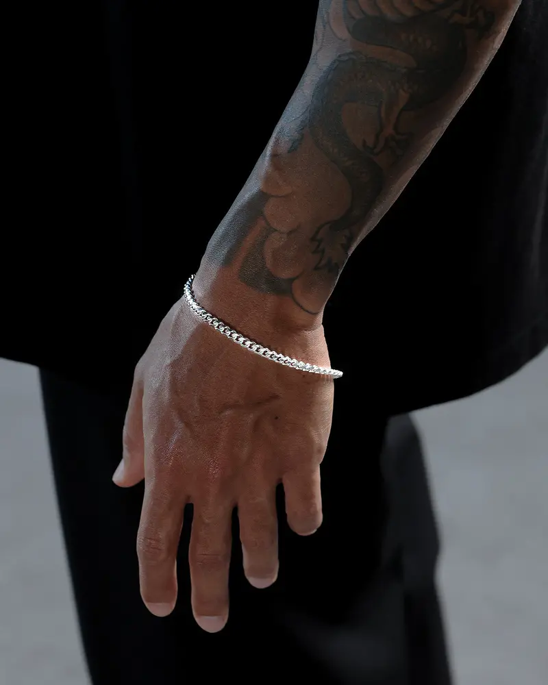 House Of Auric 3Mm Cuban Link Bracelet Sterling Silver 1
