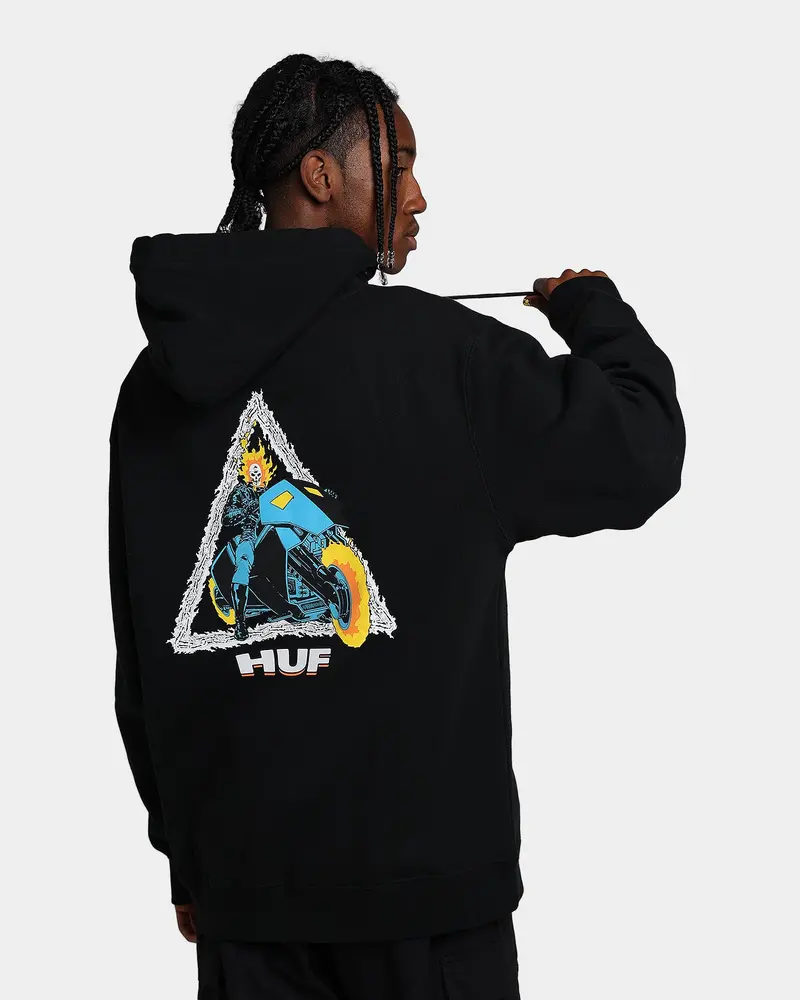 Huf X Marvel Ghost Rider Tt Hoodie Black 1