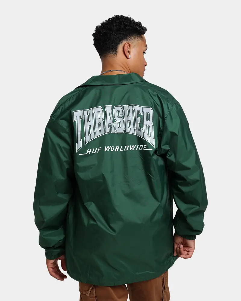 Huf X Thrasher Split Coaches Jacket Forest Green 1