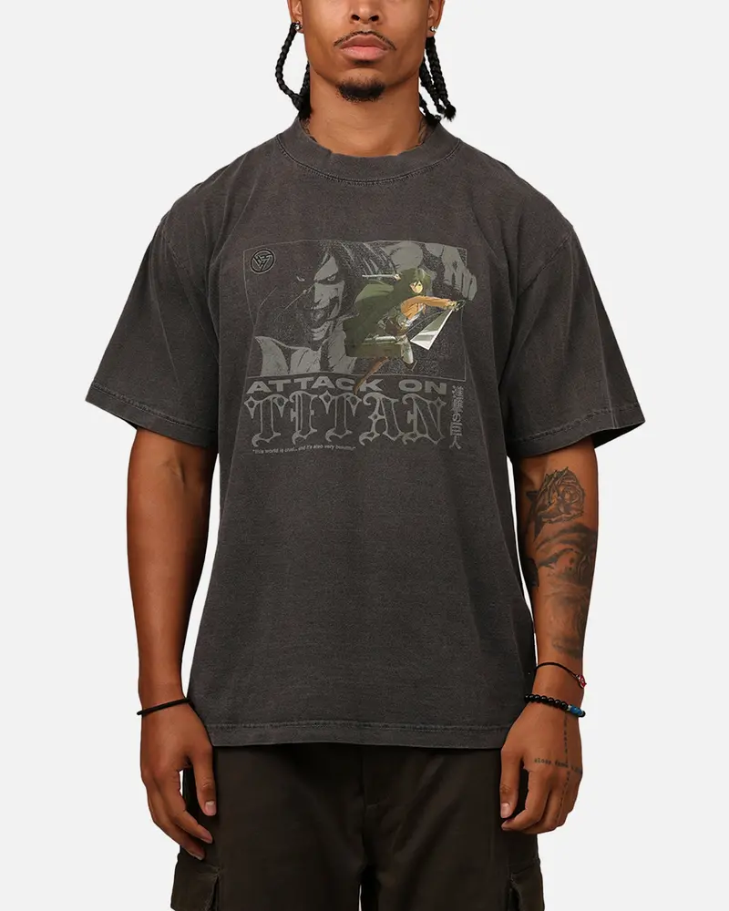 Hypland X Attack On Titan Mikasa Fly T-Shirt Vintage Black 1