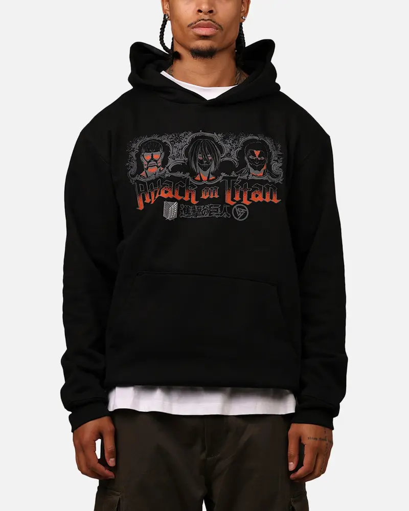 Hypland X Attack On Titan Trio Hoodie Black 1