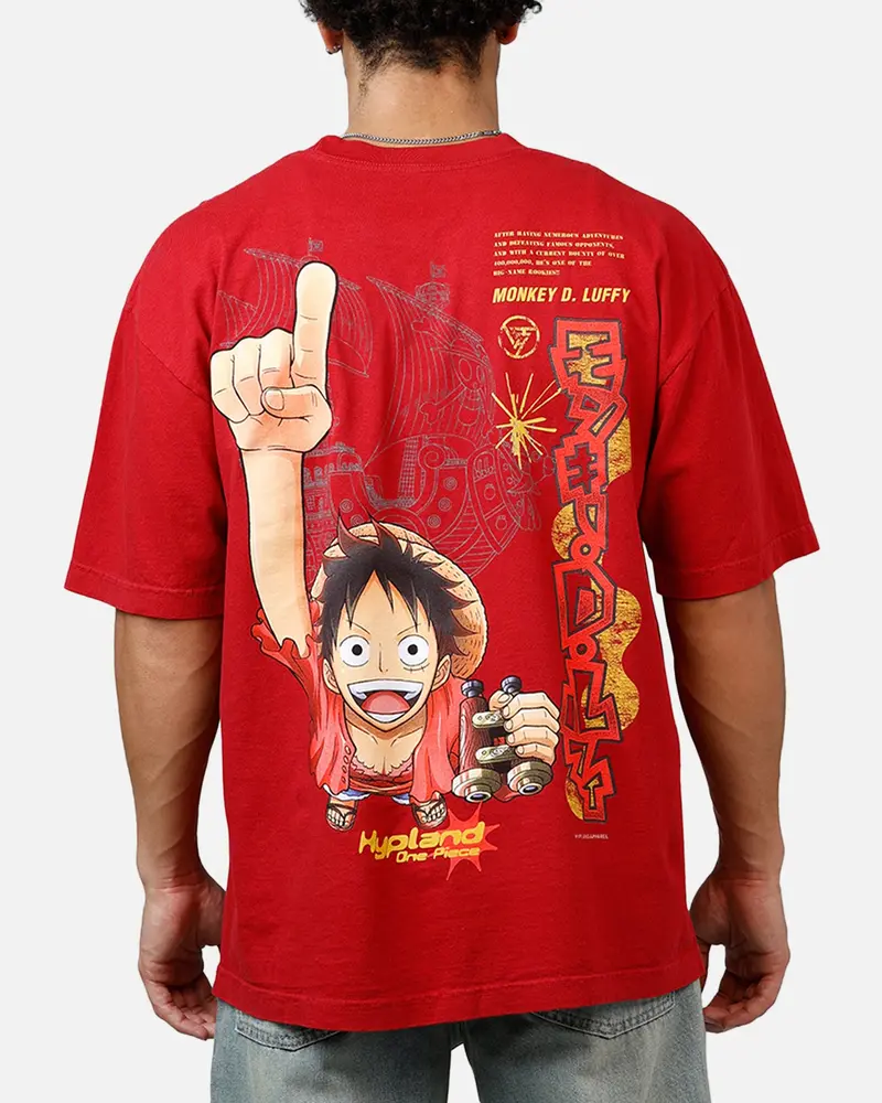 Hypland X One Piece Luffy King T-Shirt Burgundy 1