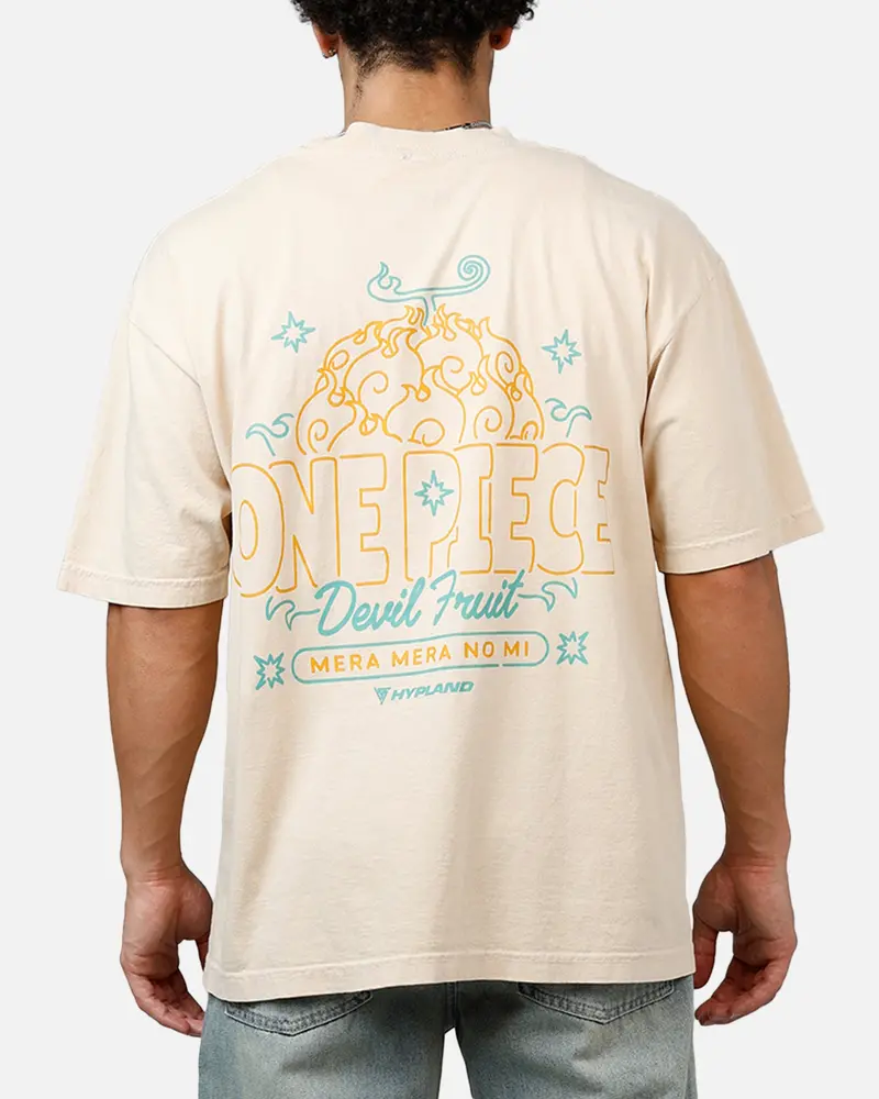 Hypland X One Piece Neon Flame T-Shirt Tan 1