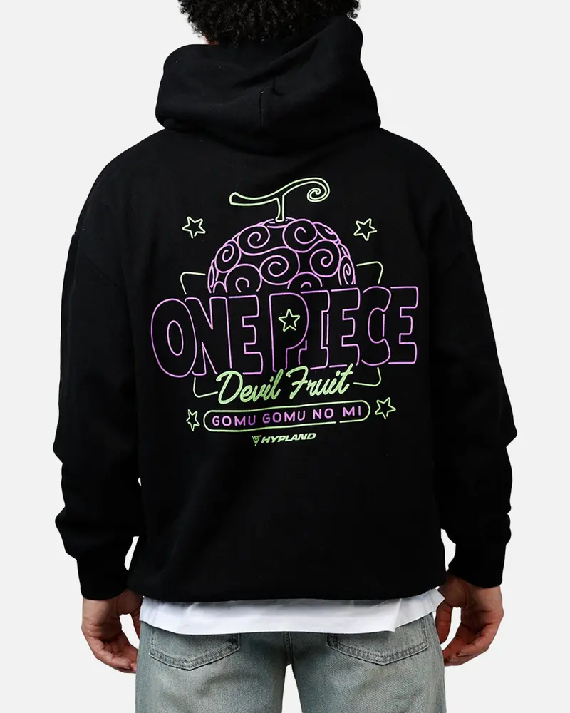 Hypland X One Piece Neon Gomu Hoodie Black 1