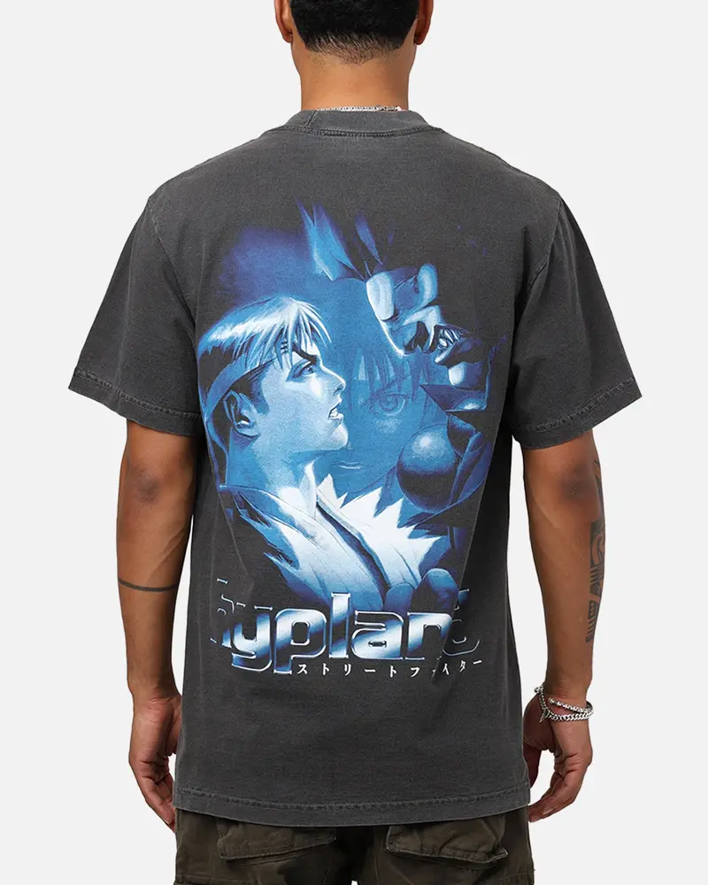 Hypland X Street Fighter Staredown T-Shirt Washed Black 1