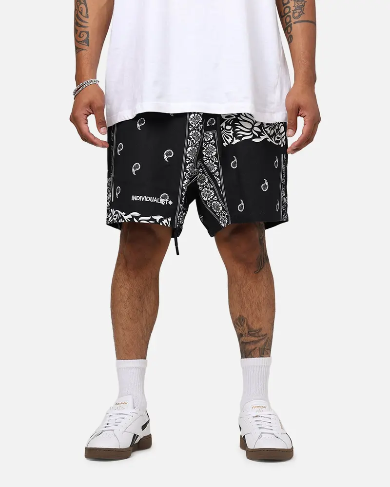 Individualist Lab Finger Print Bandana Shorts Black 1