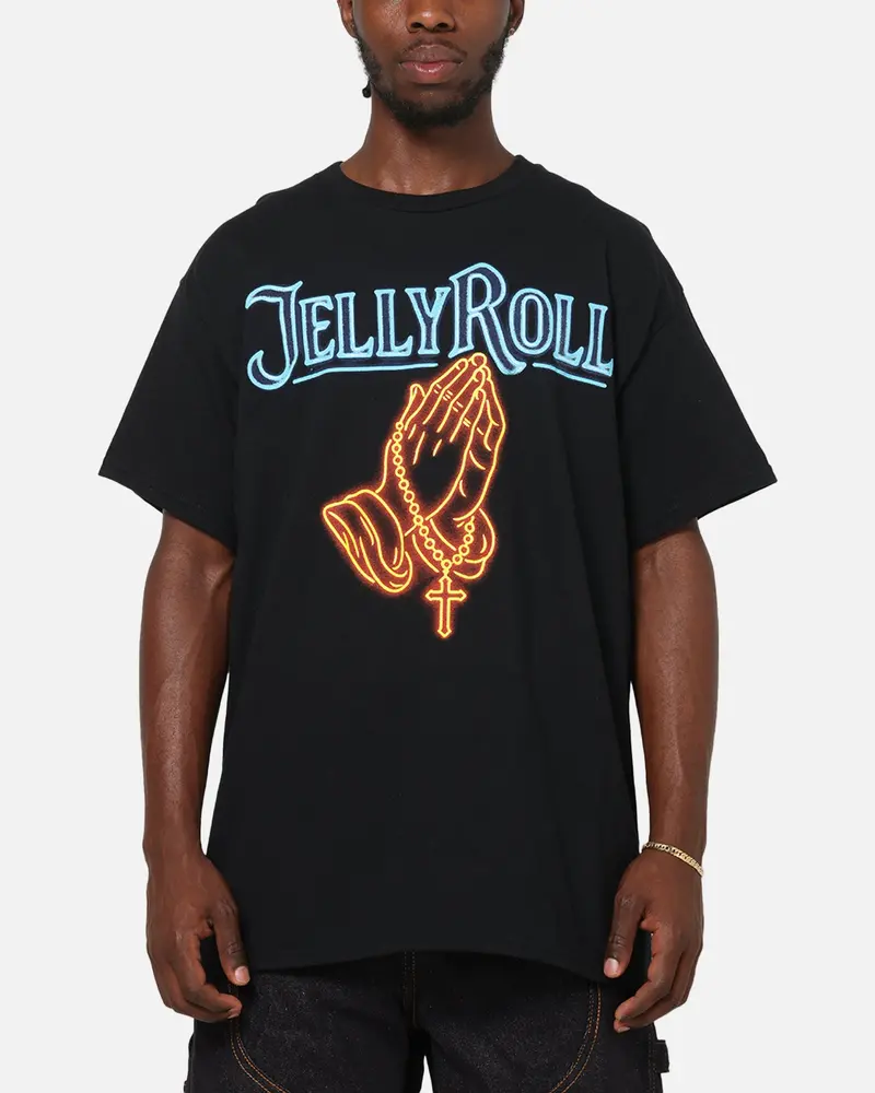 Jelly Roll Praying Neon T-Shirt Black 1
