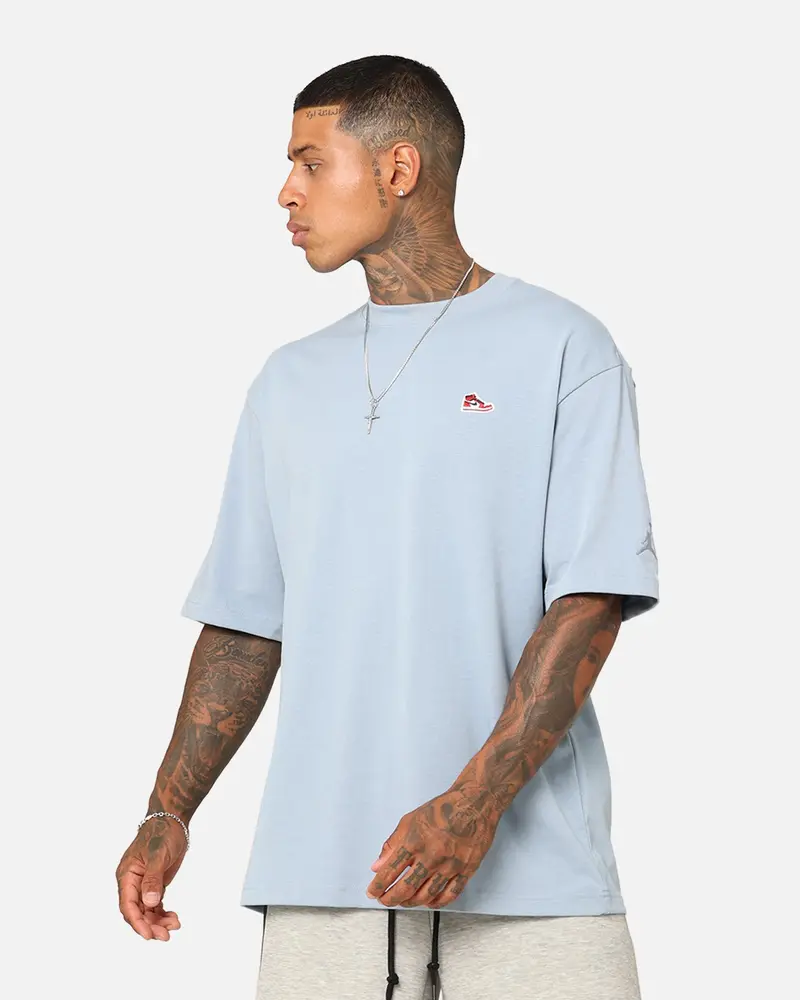 Jordan Brand Sneaker Patch Crew T-Shirt Blue Grey 1